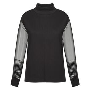 Cop. Copine Vite Top SZ SMALL Black Sheer Sleeves MSRP $308 Designer Classic EUC